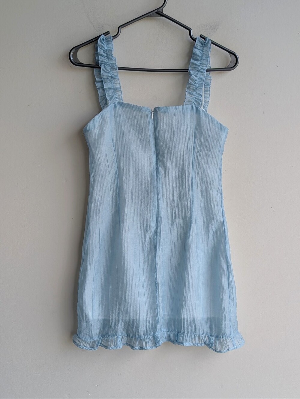 Baby Blue Ruffle Strap Mini Dress - Picture 4 of 4